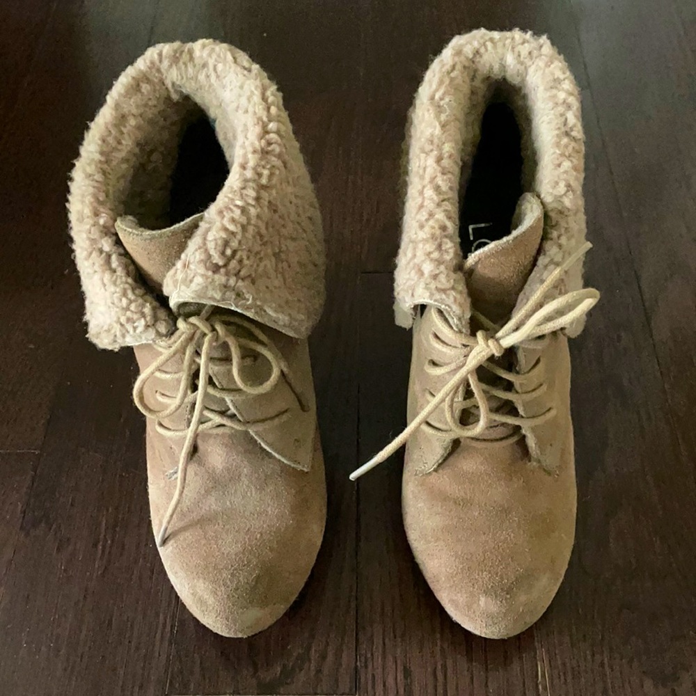 Shearling ankle booties